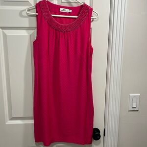 Vineyard Vines pink dress with blue beaded neck